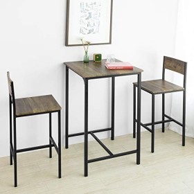 SoBuy OGT27-N Ensemble Table de Bar + 2 Chaises de Bar Table Mange-Debout Table Haute Cuisine Set de Table + 2 Tabourets de B