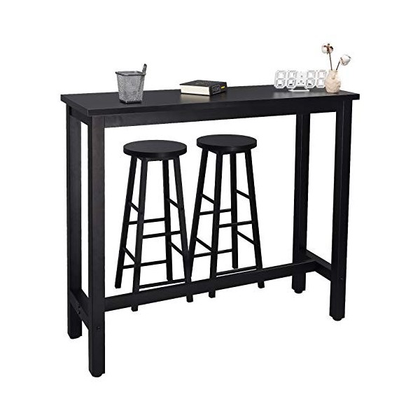 WOLTU 1 X Table de Bar + 2 X tabourets de Bar en MDF et métal,Ensemble de Meuble Industriel de Salle à Manger 120x40x100cm Ch