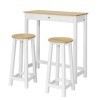SoBuy FWT50-WN Set de 1 Table + 2 Tabourets Ensemble Table de Bar bistrot + 2 tabourets avec Repose-Pieds Table Mange-Debout 