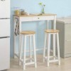 SoBuy FWT50-WN Set de 1 Table + 2 Tabourets Ensemble Table de Bar bistrot + 2 tabourets avec Repose-Pieds Table Mange-Debout