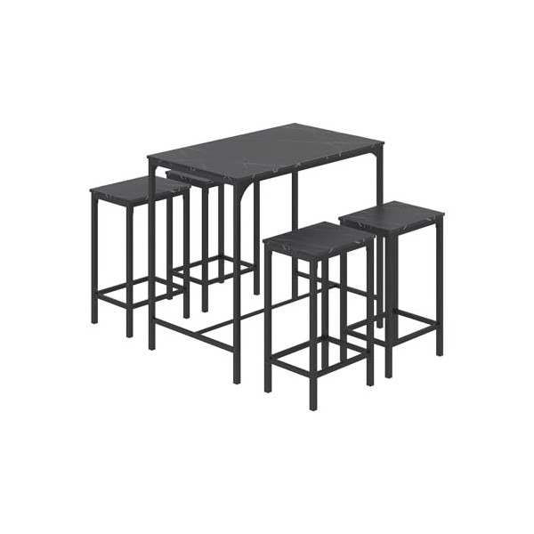 ReseeZac Table de Bar avec 4 chaises de Bar,Cuisine Salle à Manger Set,Table de Bar et Tabouret de Bar Set,pour Cuisine Salle