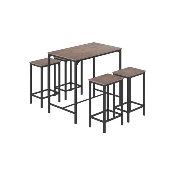ReseeZac Table de Bar avec 4 chaises de Bar,Cuisine Salle à Manger Set,Table de Bar et Tabouret de Bar Set,pour Cuisine Salle