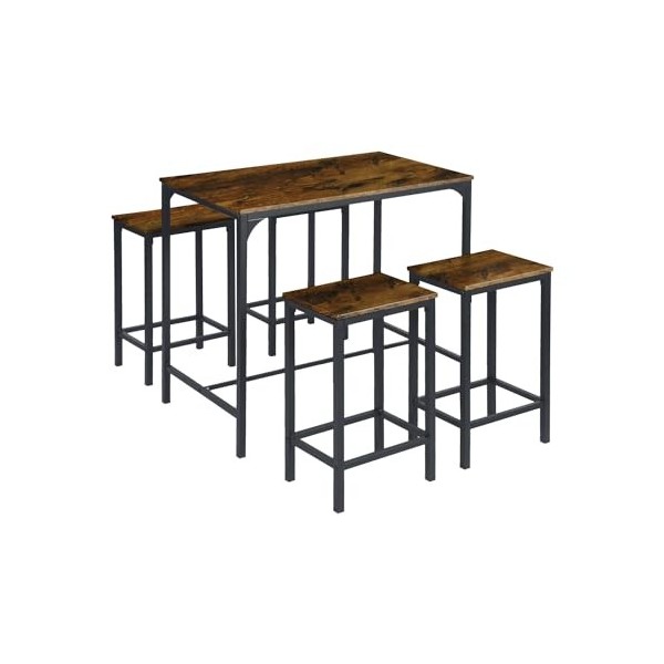 ReseeZac Table de Bar avec 4 chaises de Bar,Cuisine Salle à Manger Set,Table de Bar et Tabouret de Bar Set,pour Cuisine Salle