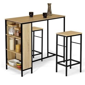 IDMarket - Ensemble Table de Bar Detroit et 2 tabourets Design Industriel
