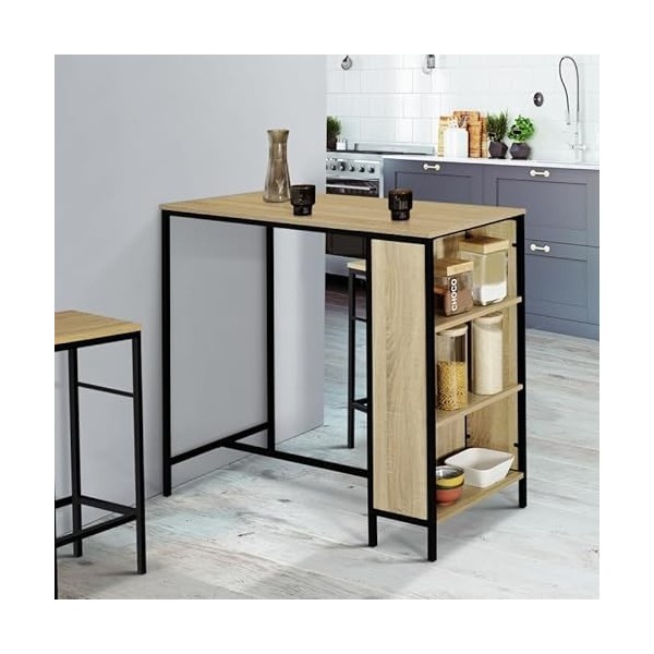 IDMarket - Ensemble Table de Bar Detroit et 2 tabourets Design Industriel