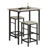 SoBuy Lot Table et 2 Tabourets Ensemble Table de Bar Bistrot + 2 Chaises de Bar avec Repose-Pieds Table Haute Cuisine OGT10-H