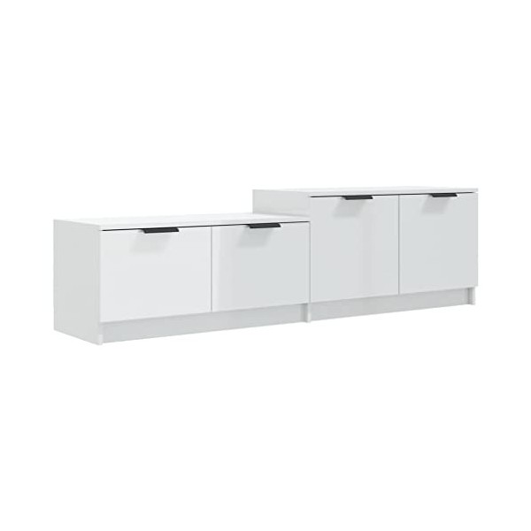 Maxspace TV Meuble, Meuble Tele, Meuble TV Chambre, Meuble TV IindustrielBlanc Brillant 158,5x36x45 cm Bois dingénierieConvi