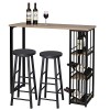 WOLTU 1 X Table de Bar Table de Bistrot avec 3 tablettes + 2 X Tabourets de Bar Structure en métal Plateau en MDF,Noir BT26sz