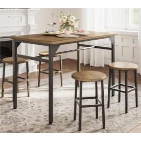 Bealife Table à Manger avec 4 Tabourets de Bar, Table Haute avec Tabourets, Ensemble Table de Bar pour Cuisine, Salon Rétro 