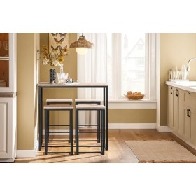 SoBuy Lot Table et Chaises de Bar, Table Haute avec 4 Tabourets de Bar de Style Industriel, pour Cuisine, Salle à Manger, Sal
