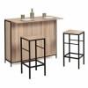 IDMarket - Ensemble Meuble de Bar Detroit avec Plateau Rabattable et 2 tabourets Design Industriel