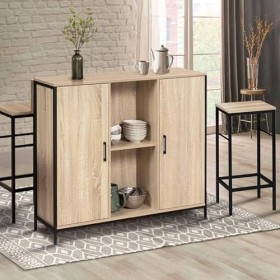 IDMarket - Ensemble Meuble de Bar Detroit avec Plateau Rabattable et 2 tabourets Design Industriel