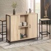 IDMarket - Ensemble Meuble de Bar Detroit avec Plateau Rabattable et 2 tabourets Design Industriel