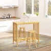 HOMCOM Ensemble Table de Bar rectangulaire + 2 tabourets Ronds Bambou avec Repose-Pieds Table Mange-Debout Table Haute Cuisin