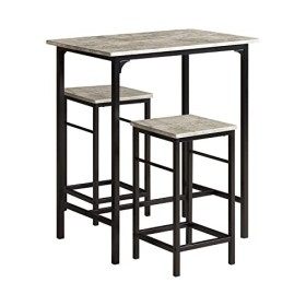 SoBuy OGT10-HG Set de 1 Table + 2 Tabourets Table Mange-Debout Table Haute Cuisine Ensemble Table de Bar bistrot + 2 tabouret