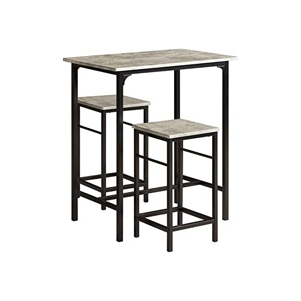 SoBuy OGT10-HG Set de 1 Table + 2 Tabourets Table Mange-Debout Table Haute Cuisine Ensemble Table de Bar bistrot + 2 tabouret