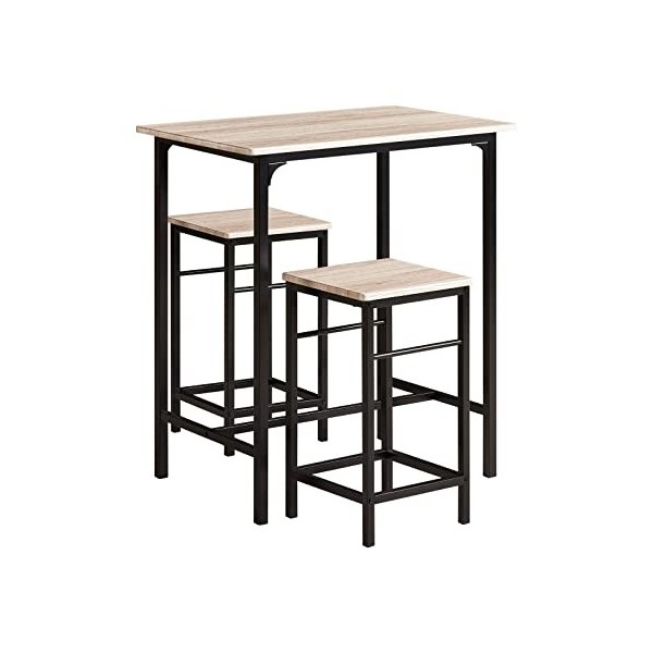 SoBuy OGT10-HG Set de 1 Table + 2 Tabourets Table Mange-Debout Table Haute Cuisine Ensemble Table de Bar bistrot + 2 tabouret