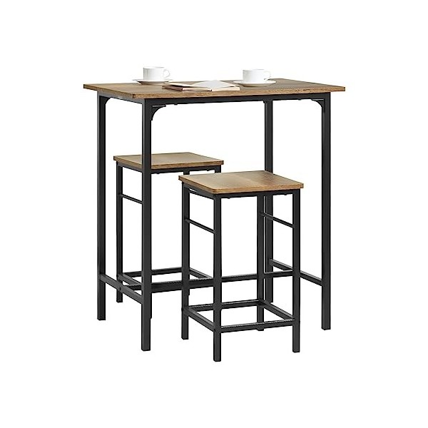 SoBuy OGT10-HG Set de 1 Table + 2 Tabourets Table Mange-Debout Table Haute Cuisine Ensemble Table de Bar bistrot + 2 tabouret