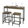 SoBuy OGT30-N Lot Table et Tabourets de Bar de Style Industriel, Ensemble Table de Bar avec 2 Tabourets, Table de Cuisine, Ta