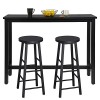 WOLTU 1 X Table de Bar + 2 X tabourets de Bar en MDF et métal Design Industriel 140x40x100cm,Noir BT30sz+BH130sz-2