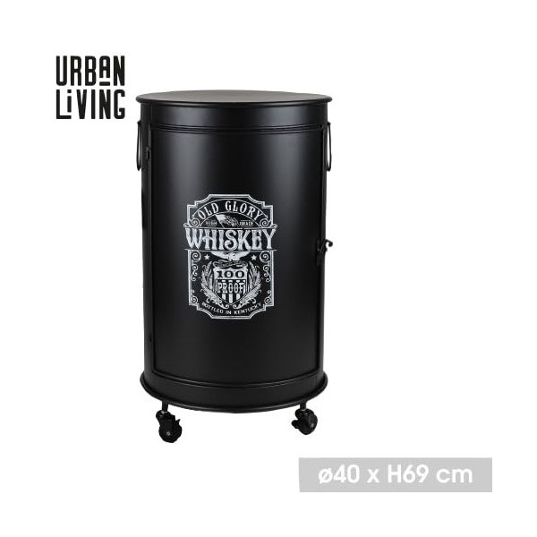 Urban Living Bar BIDON avec roulettes, Noir, Normal