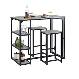 SoBuy Lot Table et 2 Tabourets de Bar Ensemble Table de Bar + Chaises de Bar Table de Bistrot Table Mange-Debout Jeu de Bar T