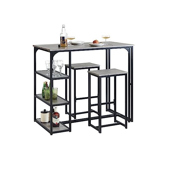SoBuy Lot Table et 2 Tabourets de Bar Ensemble Table de Bar + Chaises de Bar Table de Bistrot Table Mange-Debout Jeu de Bar T