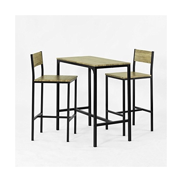 SoBuy® OGT03-N Set de 1 Table + 2 Chaises Table Mange-Debout Table Haute Cuisine