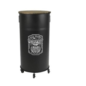 Urban Living Bar BIDON avec roulettes, Noir/Bois, Normal