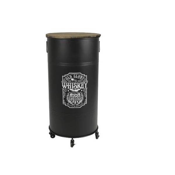 Urban Living Bar BIDON avec roulettes, Noir/Bois, Normal