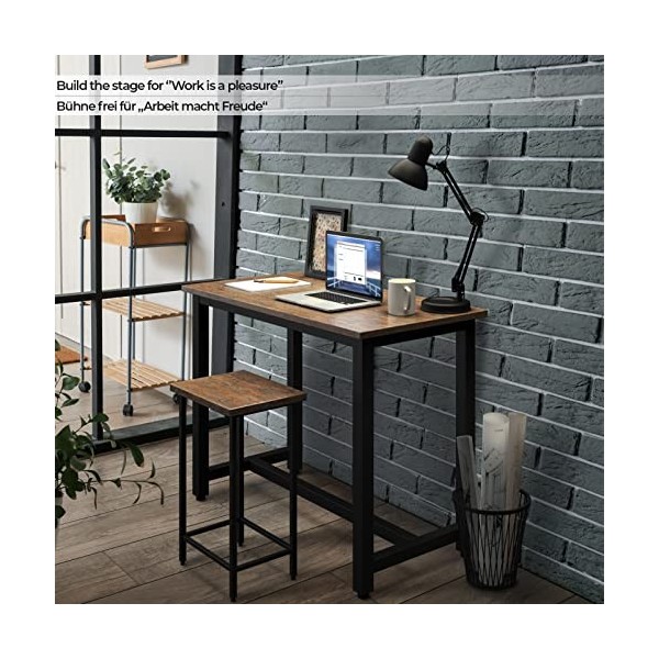 Miadomodo® Table Haute avec 2 Tabourets de Bar - Style Industriel, Repose-Pieds, Cadre en Fer, Marron Rustique-Ensemble Table