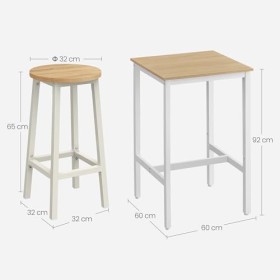 VASAGLE Ensemble Table Haute avec 2 Tabourets de Bar, Table de Bar Carrée, Table de Cuisine, Chaises de Bar, Chaise de Cuisin