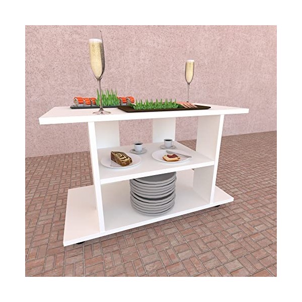 Henor Table à roulettes Bois 80 x 40 x 52.5 cm. Roues de Rotation 360º avec Frein. Graphite