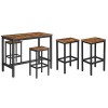VASAGLE LBT15X, Panneau de Particules, Acier, Marron Rustique & Lot de 2 Chaises de Bar, Tabourets Hauts, sièges, pour Cuisin