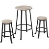 Yaheetech Ensemble Table de Bar Ronde avec 2 Tabourets Industriels Table de Salle à Manger avec 2 Chaises Hauts en Bois et Mé