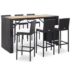 vidaXL Ensemble de Bar 7 pcs Meubles de Patio Mobilier à Dîner dExtérieur Table et Chaises de Salle à Manger Cour Résine Tre