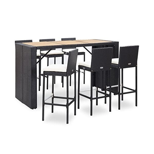 vidaXL Ensemble de Bar 7 pcs Meubles de Patio Mobilier à Dîner dExtérieur Table et Chaises de Salle à Manger Cour Résine Tre