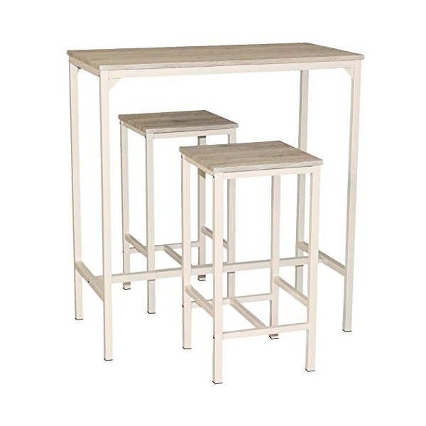 YELLOO Brasil Set Table Bar et 2 tabourets Meubles Cuisine Colour Beige