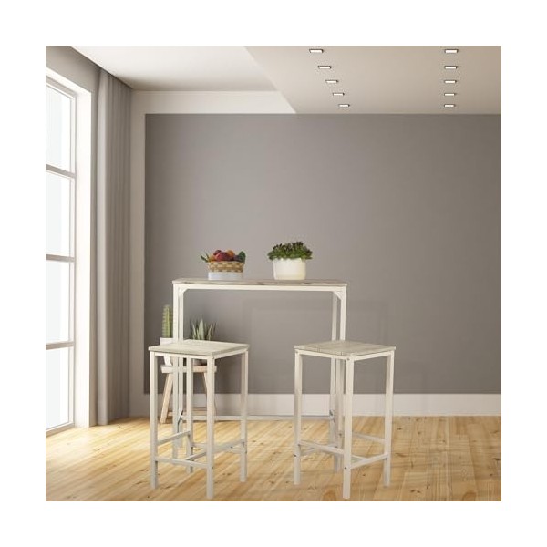YELLOO Brasil Set Table Bar et 2 tabourets Meubles Cuisine Colour Beige