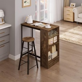 WOLTU Ensemble Table de Bar avec Tabourets, Table à Manger 91 x 49 x 91 cm avec 2 Chaises 30 x 30 x 71 cm, pour Cuisine, Styl