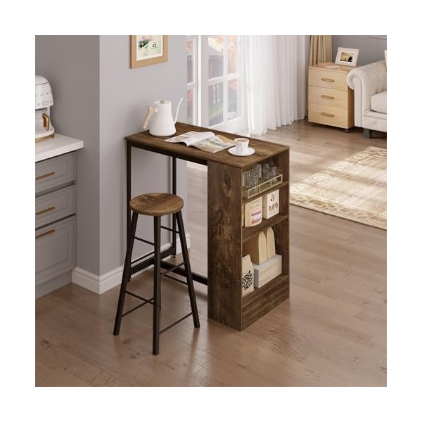 WOLTU Ensemble Table de Bar avec Tabourets, Table à Manger 91 x 49 x 91 cm avec 2 Chaises 30 x 30 x 71 cm, pour Cuisine, Styl