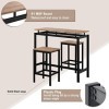 Mobilier de bar 3 pièces - Table de cuisine et 2 tabourets - avec cadre en métal pour cuisine, salle à manger, bar marron