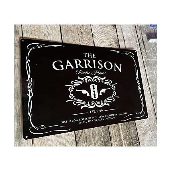 The Garrison Public House Plaque Murale en métal Noir