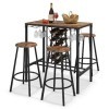 RELAX4LIFE Table à Manger 5 Pcs Industriel avec 4 Tabourets, Ensemble de Table de Bar Bistrot+4 Tabourets de Bar avec Repose-
