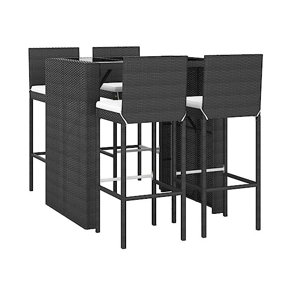 vidaXL Ensemble de Bar de Jardin 7 pcs avec Coussins Gris Poly rotin