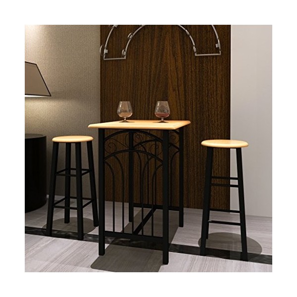 Festnight Lot dune Table Haute de Bar avec 2 tabourets