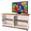 Meuble TV élégant en bois avec roulettes - 100 x 30 x 50 cm - Blanc