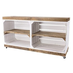 Meuble TV élégant en bois avec roulettes - 100 x 30 x 50 cm - Blanc