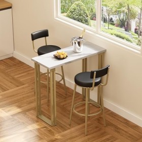 FREE WOLF Ensemble de Meubles de Salle à Manger, Table et Tabourets de Bar, Table Petit-Déjeuner avec 2 Tabourets Hauts, Ense