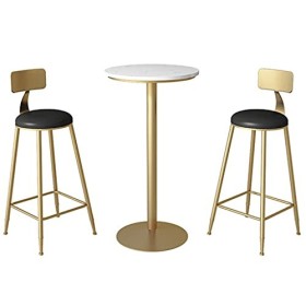 Ensemble de Salle à Manger Moderne 3 pièces à Hauteur de comptoir, Table de Cuisine compacte, 2 chaises avec Repose-Pieds, Pi